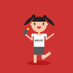 Girl take a selfie with smartphone