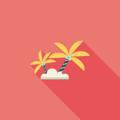 Palm tree flat icon with long shadow