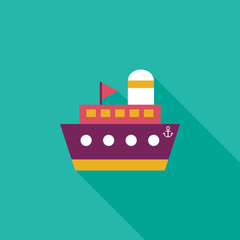 Fototapeta premium ship, boat flat icon with long shadow
