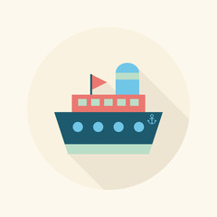 ship, boat flat icon with long shadow
