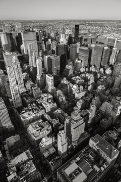 Fototapeta Black & White aerial view of New York City