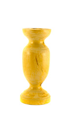 handmade turned wooden vase craft object isolated