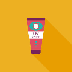 Sunscreen flat icon with long shadow