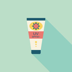 Sunscreen flat icon with long shadow