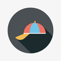 Peaked cap flat icon with long shadow