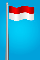 vector Flag of Indonesia at pole
