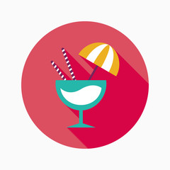 cocktail flat icon with long shadow