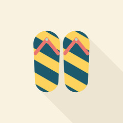 flip flop flat icon with long shadow