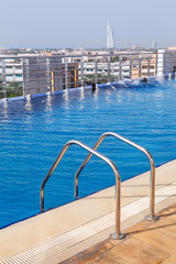 Swimming pool with cityscape