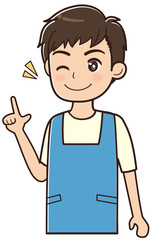 人差し指を立てる男性