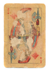 ancient  rubbed playing card jack of diamonds paper background