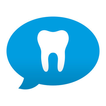 Etiqueta tipo app azul comentario simbolo diente