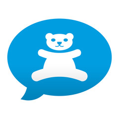 Etiqueta tipo app azul comentario simbolo osito de peluche