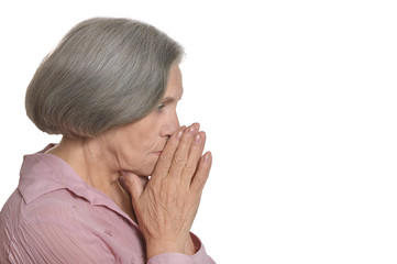 Thoughtful elder woman