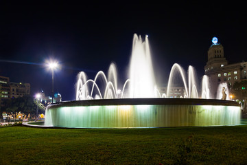 Fountain in Catalonia Plaza at Barcelona Spain