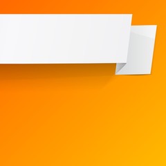White sheet of paper on a orange background. vector banner.