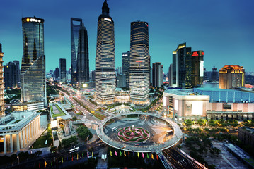 Obraz premium shanghai night view from the oriental pearl tower
