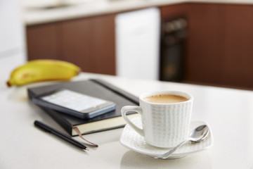 Coffee with milk at work