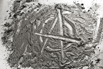 Anarchy sign made of ash