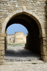 Fototapeta na wymiar Gate to middle fortress bastion in old stronghold Akkerman