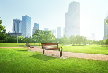 Naklejka premium ławka w parku, Szanghaj, Chiny