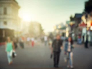 Fototapete Rund Street in european city in bokeh © Iakov Kalinin