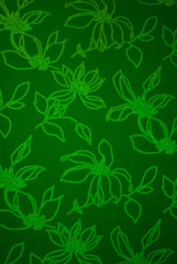An exotic green color  floral pattern weaved fabric as textural