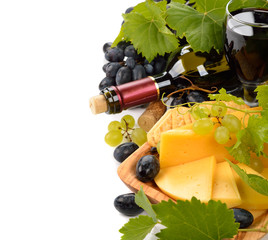 Wine, grapes and cheese