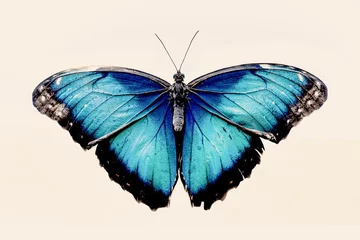 Crédence de cuisine en verre imprimé Papillon Beau papillon bleu