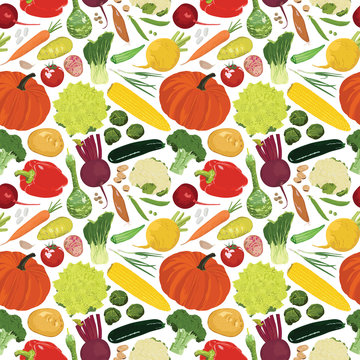 seamless background with a variety of vegetables