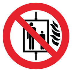Prohibition sign DO NOT USE ELEVATOR IN CASE OF FIRE