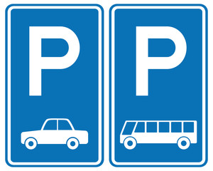 Park area sign for Cars and Bus