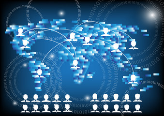 Business people and world network communication