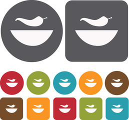 Spa Japan icons set. Round and Rectangle colorful 12 buttons. Il