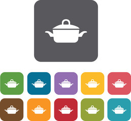 Cooking and kitchen icons set. Rectangle colorful 12 buttons. Il