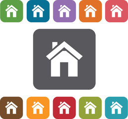 Home Map Icons and Location Icons set. Rectangle colorful 12 but