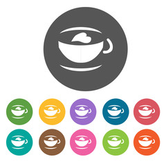 Valentines icons set. Round colorful 12 buttons. Illustration ep