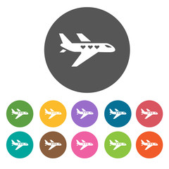 Valentines icons set. Round colorful 12 buttons. Illustration ep