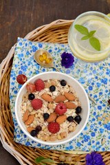 healthy breakfast cereal with nuts and berries