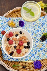 healthy breakfast cereal with nuts and berries