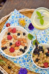 healthy breakfast cereal with nuts and berries
