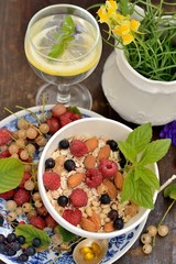 healthy breakfast cereal with nuts and berries