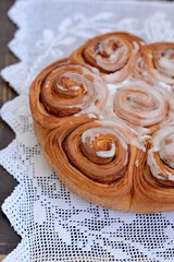 cake from flaky pastry with berries