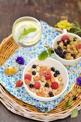 healthy breakfast cereal with nuts and berries