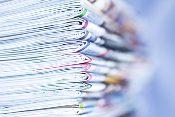 closeup stack of newspaper