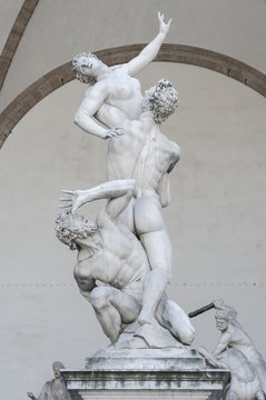 An image of the Rape of the Sabine Women in Florence Italy