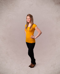 Fototapeta premium Portrait of a young cute girl with empty copy space