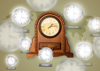 Naklejka premium Clocks and time zones over the world concept