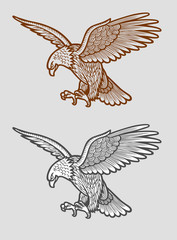 Eagle sketch with geometric lines decoration