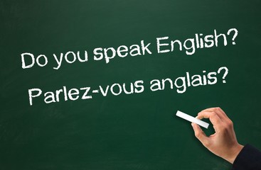 English speaking? Questions on chalkboard